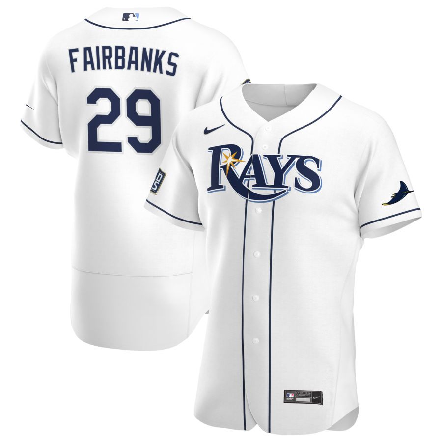 Tampa Bay Rays #29 Pete Fairbanks Men Nike White Home 2020 World Series Bound Authentic Player MLB Jersey